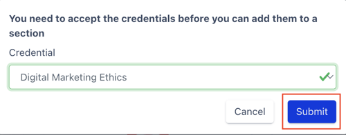 submit to add credential