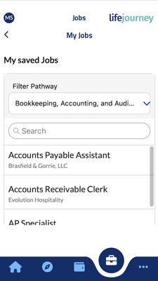 my jobs filter by pathway