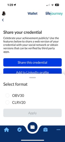 select credential format-1