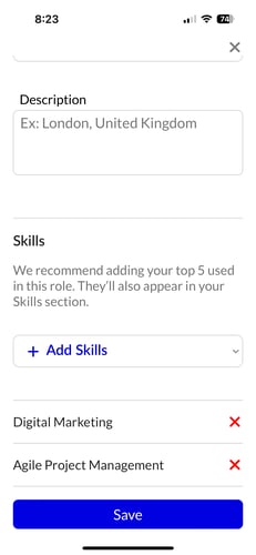 add skills to work exp