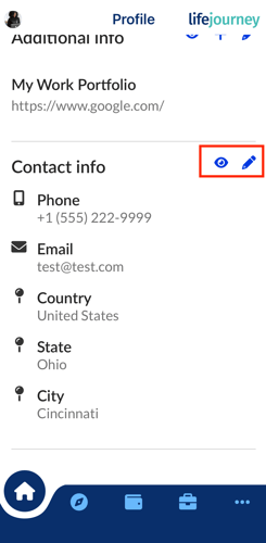 mobile profile contact info edit